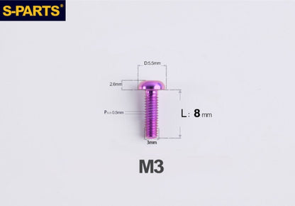 S-PARTS M3 A2 Truss Head Titanium Bolts for Bicycle Brakes & Components (L6-L15)
