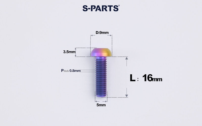 SPARTS A2 M5 Titanium Button Head Bolts for Bicycle Brake Caliper Upgrades Ultra-Light Fasteners