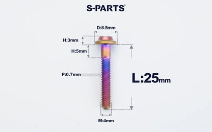 SPARTS M4✖️6–30mm D8.5 Titanium Torx Flanged Button Head Bolts