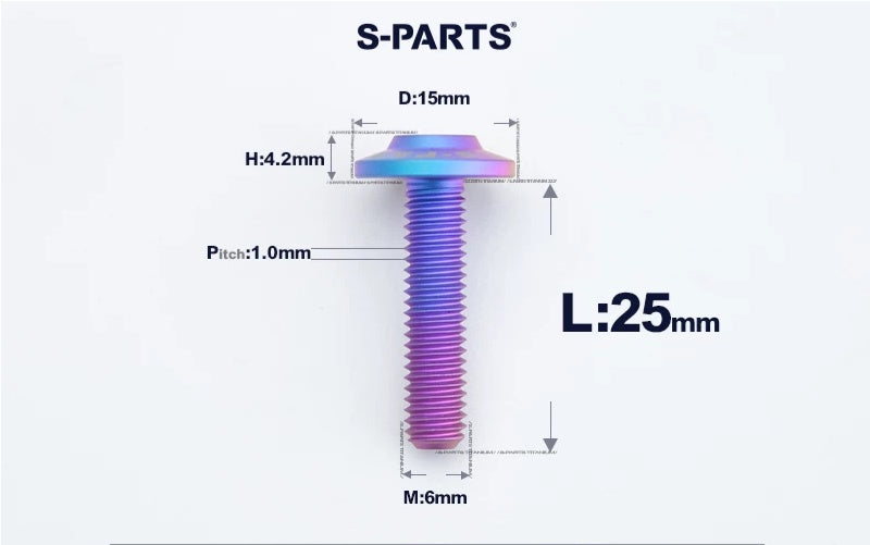 SPARTS M6×8–45mm D15 Titanium Button Head Bolts for Motorcycles