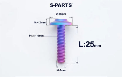 SPARTS M6×8–45mm D15 Titanium Button Head Bolts for Motorcycles