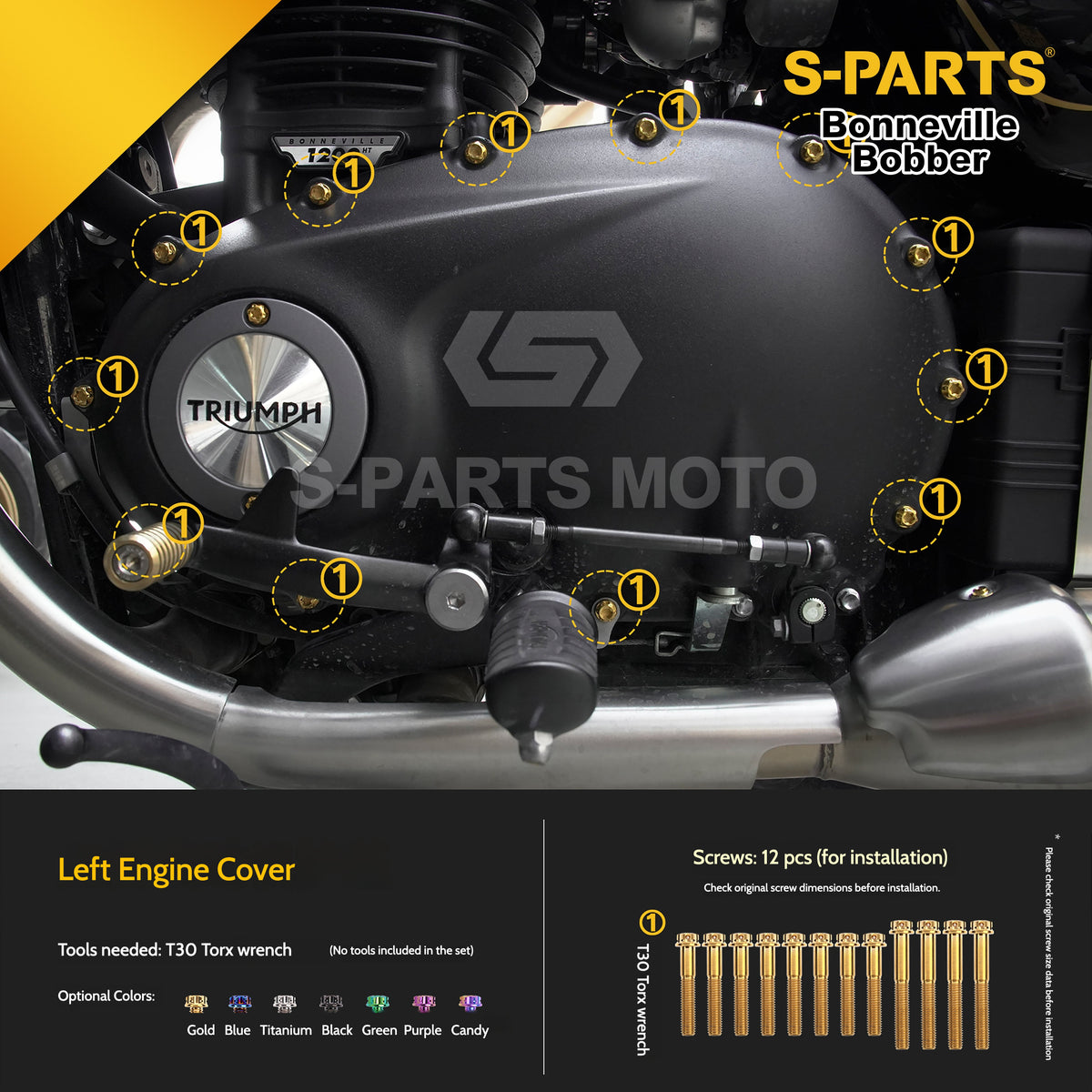 SPARTS Titanium Set Screws for Triumph Bonneville Bobber Motorcycle