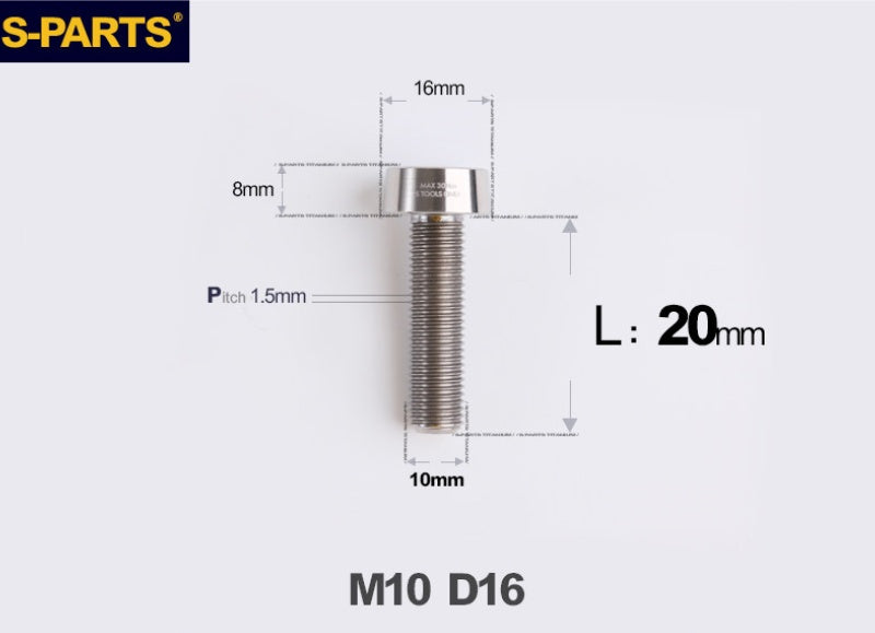 SPARTS Titanium Anti-Theft Fasteners M10×L20-80 D16 P1.5 – Brake Caliper Locking Screw for Motorcycle