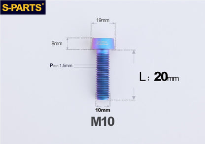 SPARTS Titanium Anti-Theft Fasteners M10 D19×L20-65 P1.5  – Brake Caliper Locking Screw for Motorcycle