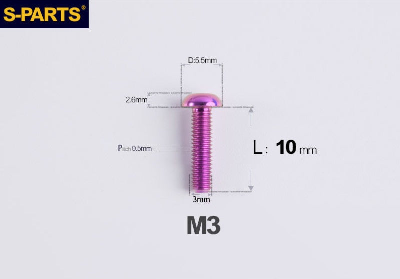 S-PARTS M3 A2 Truss Head Titanium Bolts for Bicycle Brakes & Components (L6-L15)