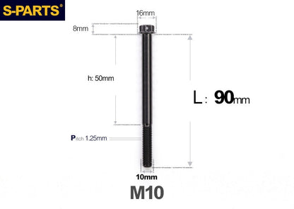 SPARTS M10 L12-120mm P1.25 A3 Series Standard Head Titanium Bolt |  Motorcycle  Upgrade