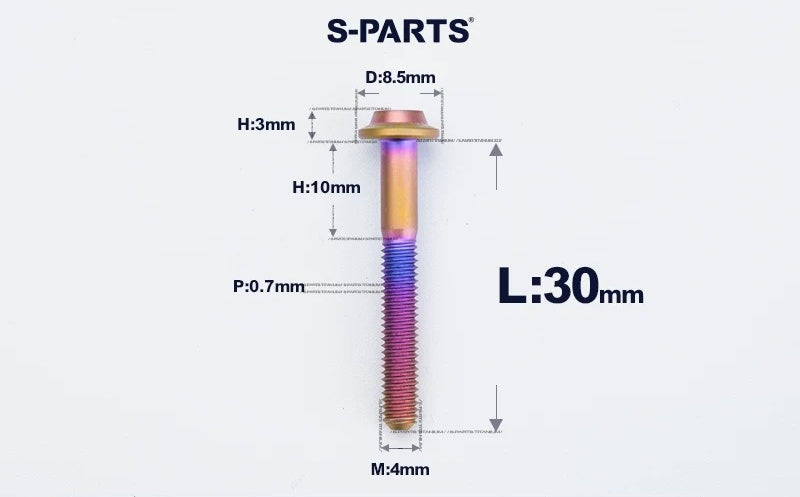 SPARTS M4✖️6–30mm D8.5 Titanium Torx Flanged Button Head Bolts