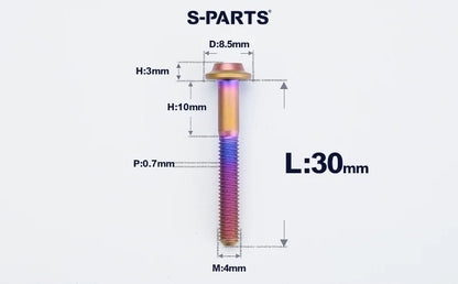 SPARTS M4✖️6–30mm D8.5 Titanium Torx Flanged Button Head Bolts