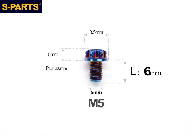 SPARTS M5×6-95mm Standard Head Screw Titanium Bolt for Motorcycle Modification