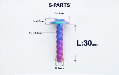 SPARTS M6×8–45mm D15 Titanium Button Head Bolts for Motorcycles