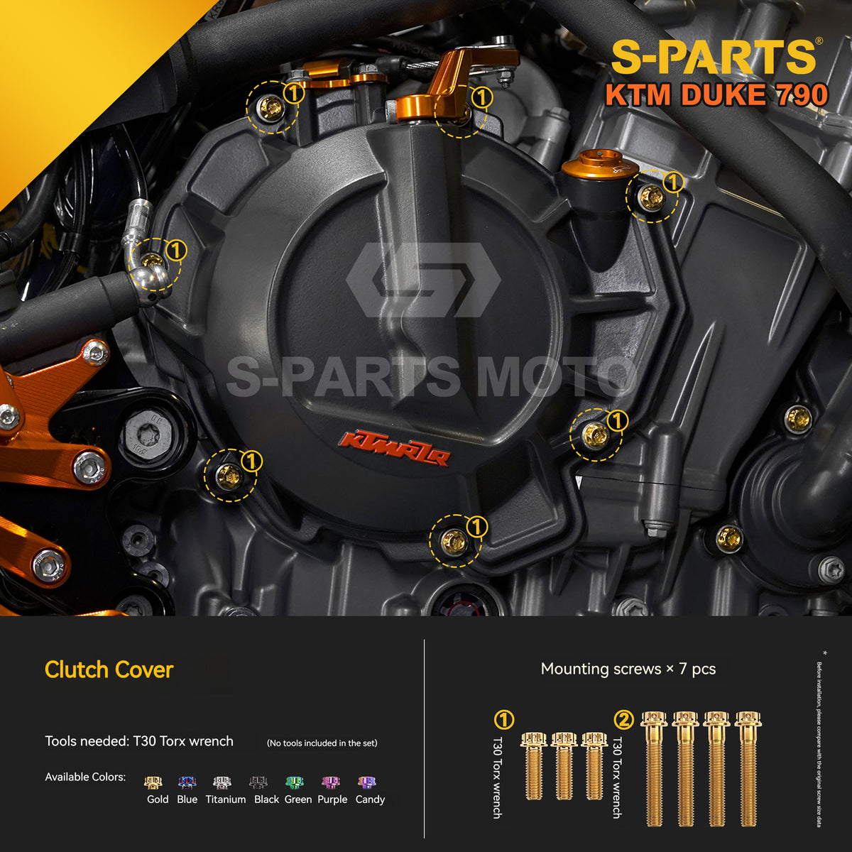 S-parts Titanium Engine Cover & Frame Bolt Kit for KTM DUKE 790 | Premium Grade 5 Power Hardware