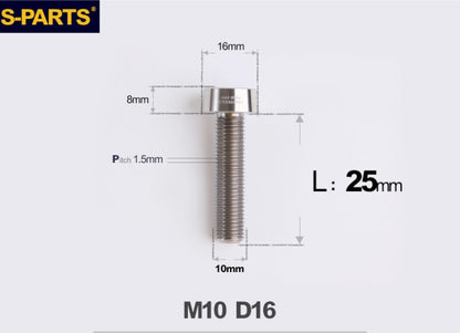 SPARTS Titanium Anti-Theft Fasteners M10×L20-80 D16 P1.5 – Brake Caliper Locking Screw for Motorcycle