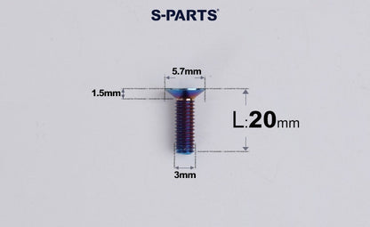 SPARTS Series M3 L6-30 Countersunk Titanium Bolt for motocycle