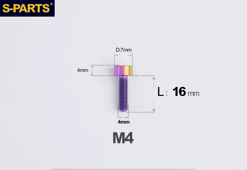 SPARTS Titanium Socket Head Bolts M4x6–25mm for Motorcycles