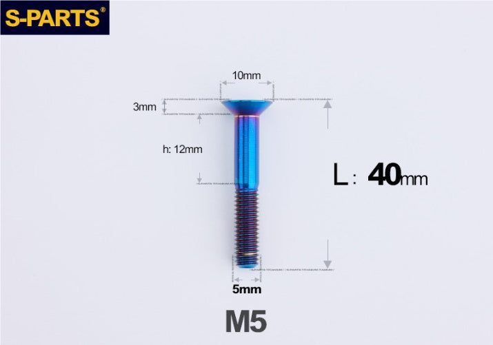 SPARTS M5×8-50mm Countersunk Titanium Alloy Bolt