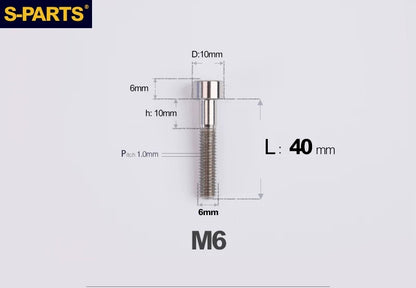 SPARTS M6×30–70mm Titanium Socket Head Cap Screws for Motorcycles