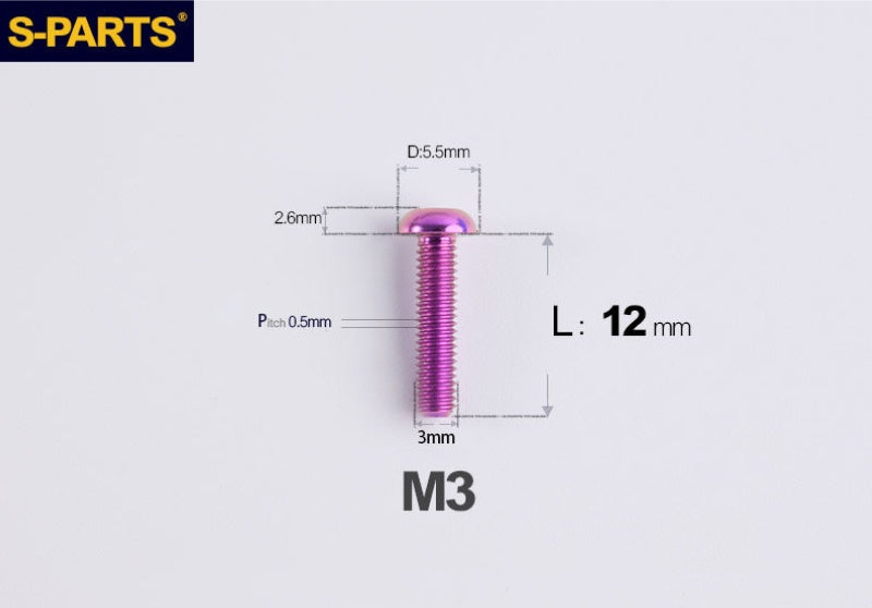 S-PARTS M3 A2 Truss Head Titanium Bolts for Bicycle Brakes & Components (L6-L15)