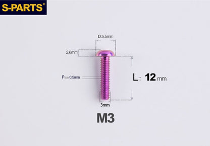 S-PARTS M3 A2 Truss Head Titanium Bolts for Bicycle Brakes & Components (L6-L15)