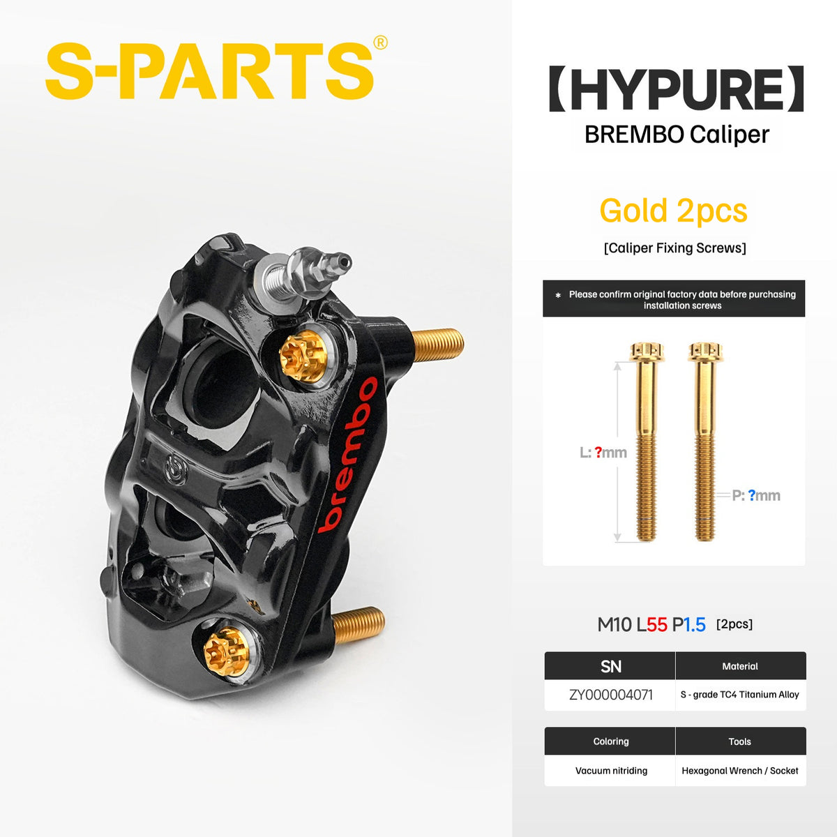 SPARTS Titanium Bolt Kit Compatible with BREMBO HYPURE Brake Caliper（Gold）