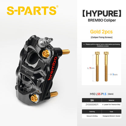 SPARTS Titanium Bolt Kit Compatible with BREMBO HYPURE Brake Caliper（Gold）