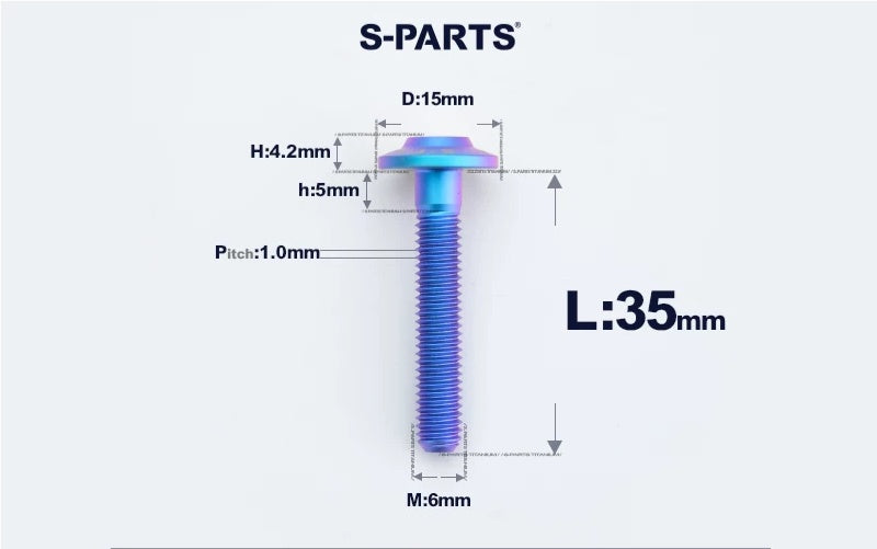 SPARTS M6×8–45mm D15 Titanium Button Head Bolts for Motorcycles