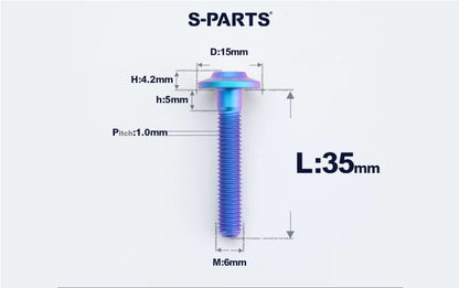 SPARTS M6×8–45mm D15 Titanium Button Head Bolts for Motorcycles