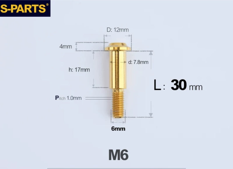 SPARTS M6 Titanium Shoulder Bolts for Motorcycle Brake Discs
