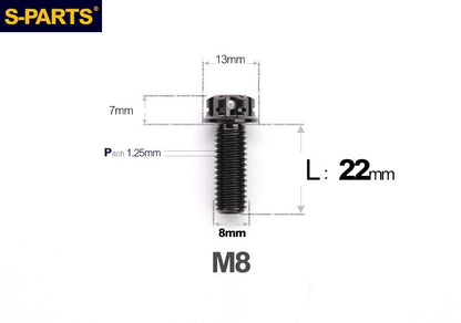 SPARTS M8 A3 Titanium Bolts TC4 Standard Head Fasteners