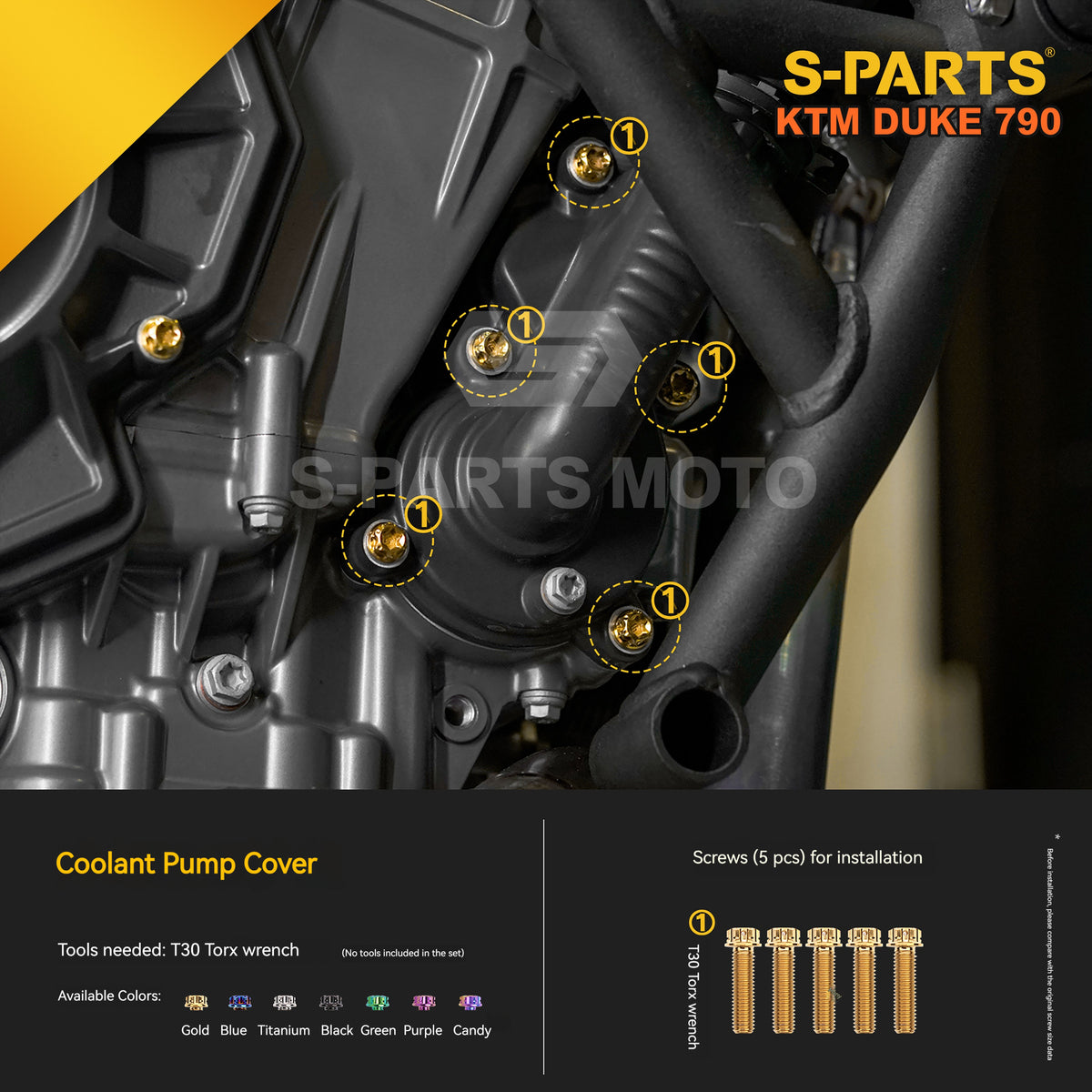 S-parts Titanium Engine Cover & Frame Bolt Kit for KTM DUKE 790 | Premium Grade 5 Power Hardware