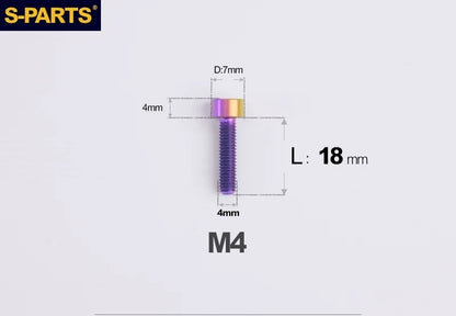 SPARTS Titanium Socket Head Bolts M4x6–25mm for Motorcycles