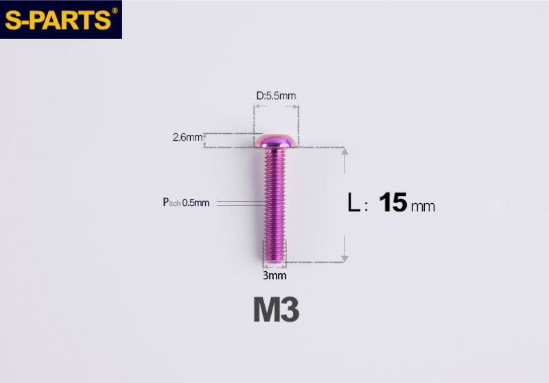 S-PARTS M3 A2 Truss Head Titanium Bolts for Bicycle Brakes & Components (L6-L15)