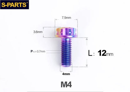 SPARTS M4 ×6 –50mm Titanium Torx Flange Head Bolts