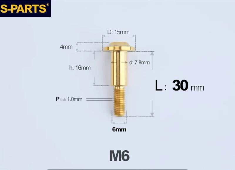 SPARTS M6 Titanium Shoulder Bolts for Motorcycle Brake Discs