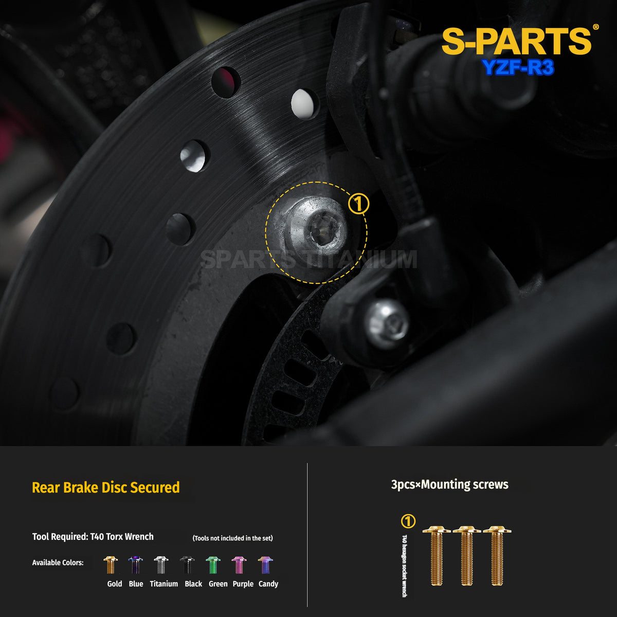 Yamaha YZF-R3 Titanium Rear Brake, Footpeg & Exhaust Bolts | SPARTS