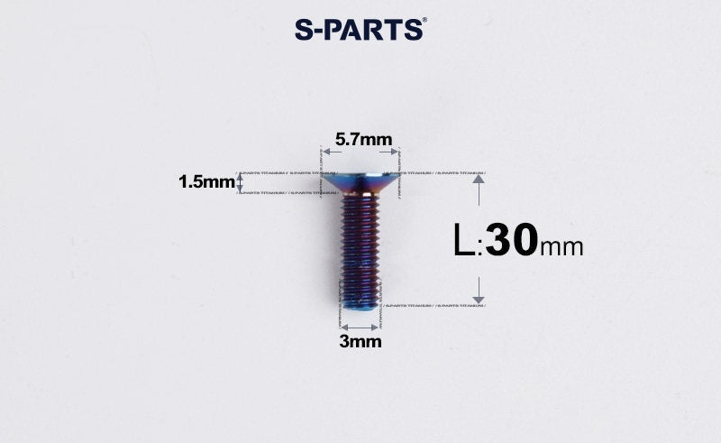 SPARTS Series M3 L6-30 Countersunk Titanium Bolt for motocycle