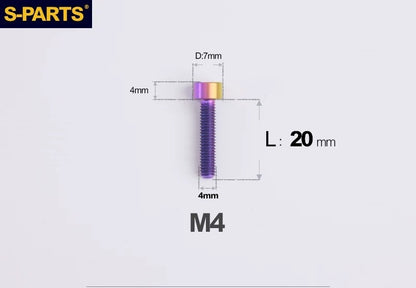SPARTS Titanium Socket Head Bolts M4x6–25mm for Motorcycles