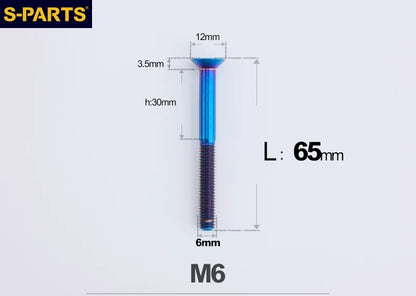 SPARTS M6×10–65mm Titanium Torx Countersunk Bolts for Motorcycle Frames