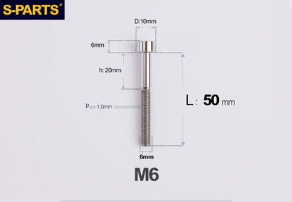 SPARTS M6×30–70mm Titanium Socket Head Cap Screws for Motorcycles
