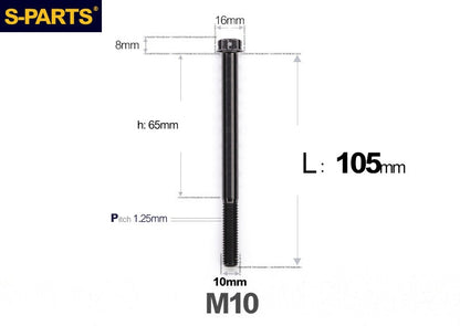 SPARTS M10 L12-120mm P1.25 A3 Series Standard Head Titanium Bolt |  Motorcycle  Upgrade