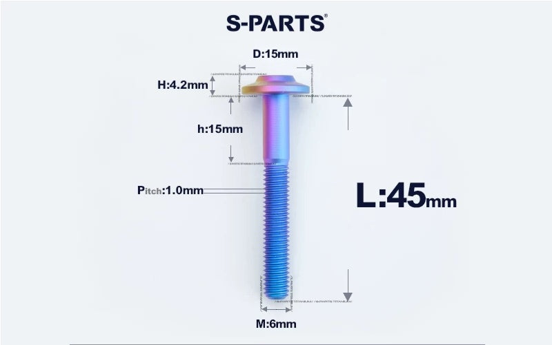 SPARTS M6×8–45mm D15 Titanium Button Head Bolts for Motorcycles