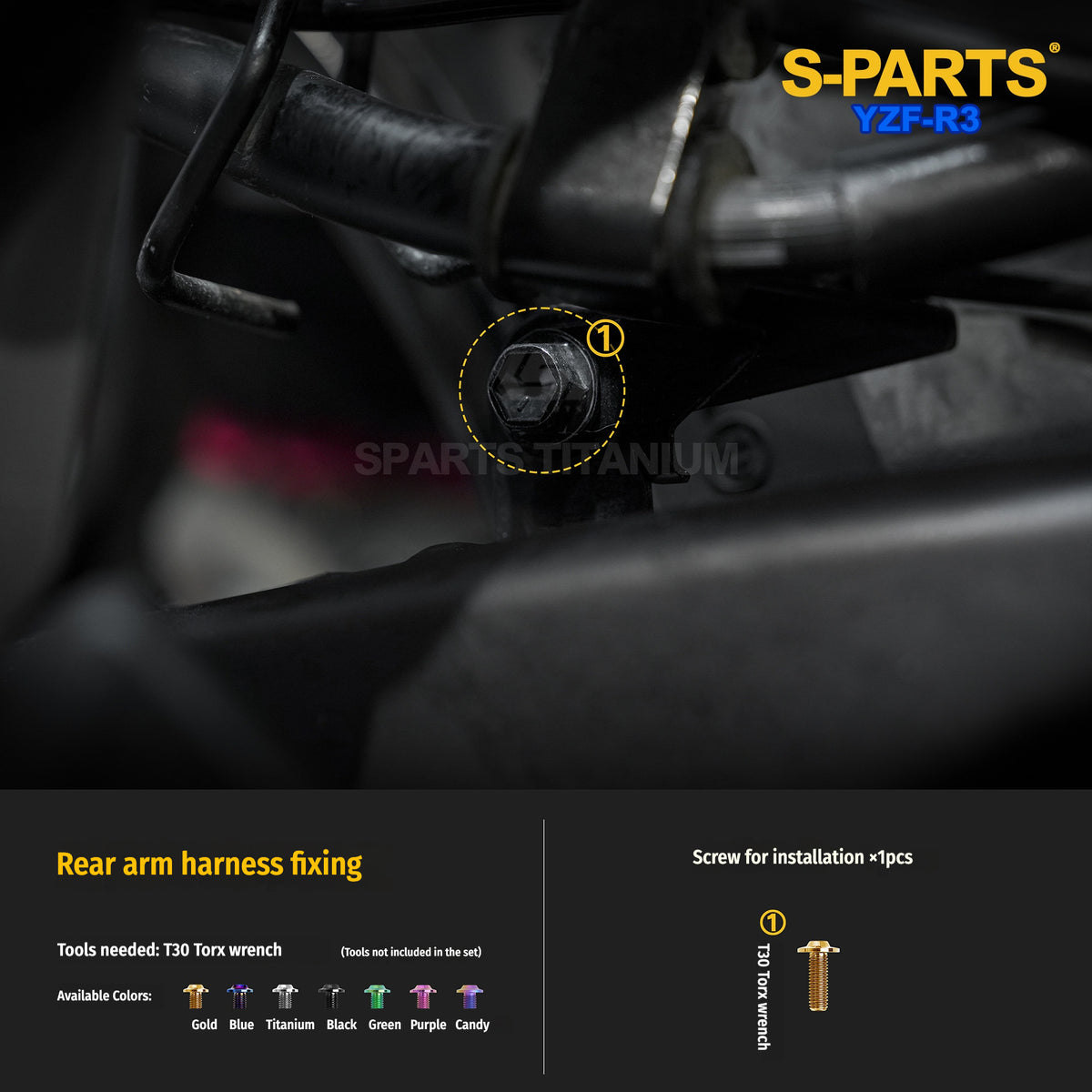 Yamaha YZF-R3 Race-Inspired Titanium Rear Brake & Sprocket Bolts | SPARTS