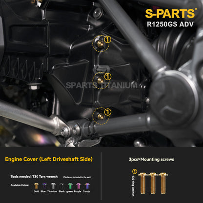 SPARTS Titanium Engine Cover, Exhaust & Crash Bar Bolt Kit for BMW R1250GS / ADV