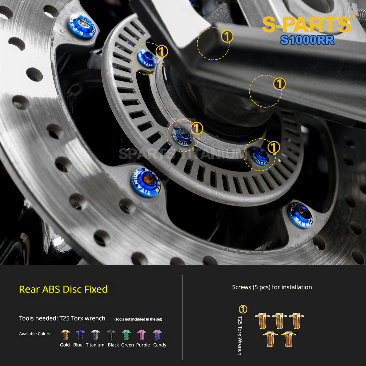 SPARTS Titanium Chassis Bolt Kit Brake Disc Caliper Sprocket Screws for BMW S1000RR