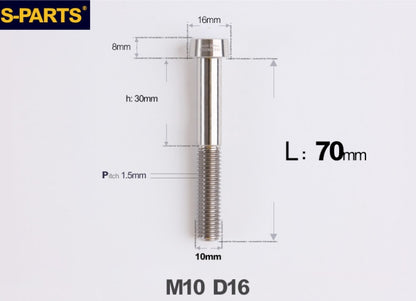 SPARTS Titanium Anti-Theft Fasteners M10×L20-80 D16 P1.5 – Brake Caliper Locking Screw for Motorcycle
