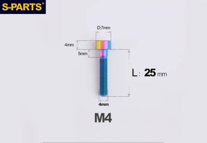 SPARTS Titanium Socket Head Bolts M4x6–25mm for Motorcycles