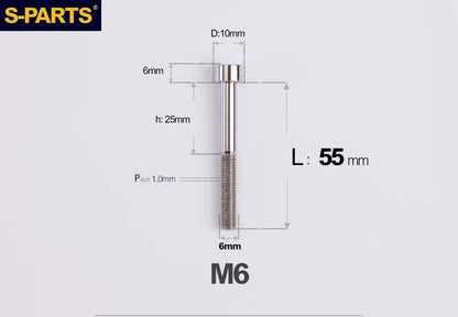 SPARTS M6×30–70mm Titanium Socket Head Cap Screws for Motorcycles