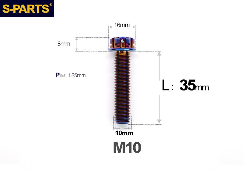 SPARTS M10 L12-120mm P1.25 A3 Series Standard Head Titanium Bolt |  Motorcycle  Upgrade