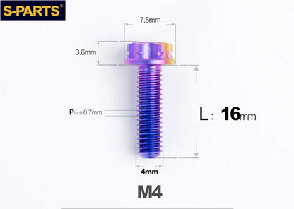 SPARTS M4 ×6 –50mm Titanium Torx Flange Head Bolts