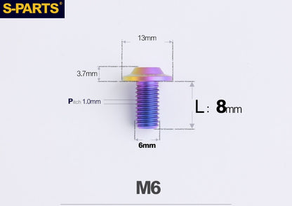 SPARTS A3 M6 D13 Titanium Button Head Bolts for Motorcycle Upgrades