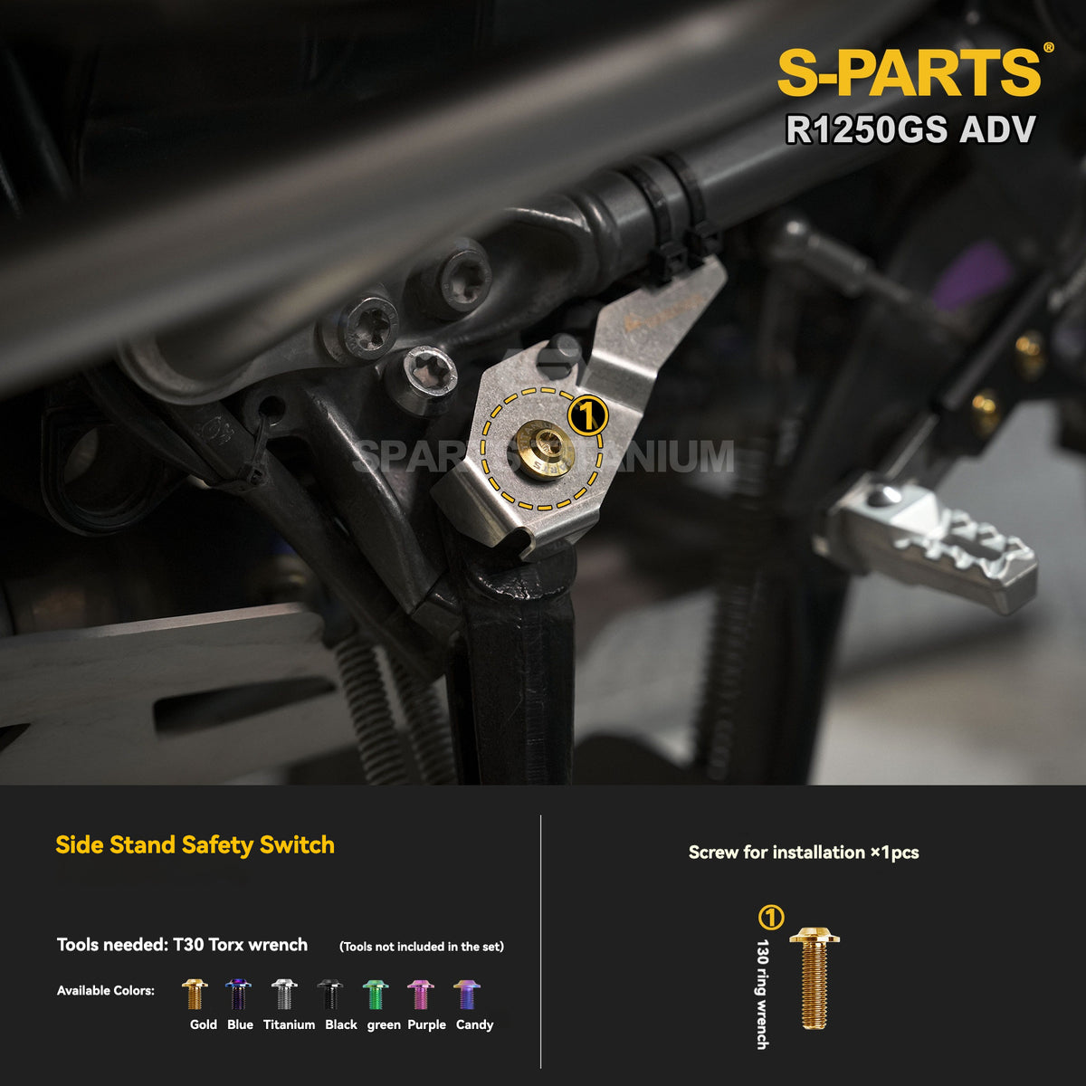 SPARTS Titanium Engine Cover, Exhaust & Crash Bar Bolt Kit for BMW R1250GS / ADV